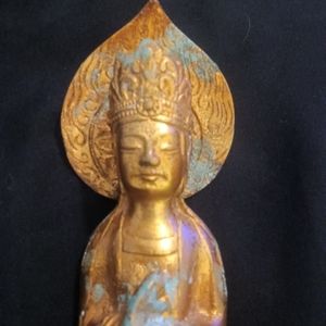 Antique Bronze Japanese Chinese Gold Gilt Statue B